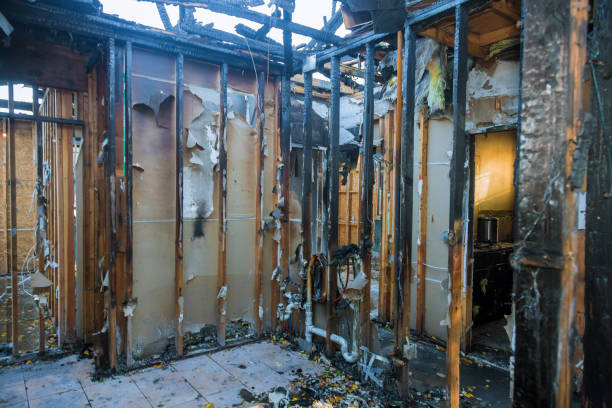 Professional Fire Damage Restoration technician working in Rockwood, MI